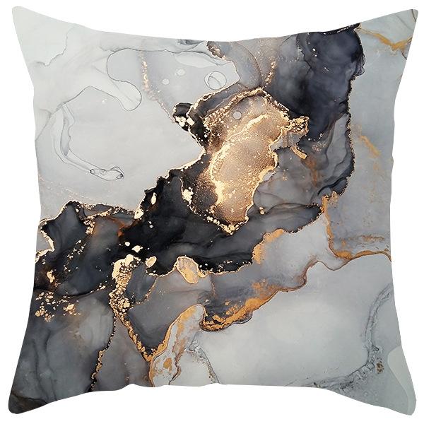 New Black and Gold Marble Peach Leather Velvet Pillowcase Modern Abstract Decorative Pillowcase Home Cushion Cover