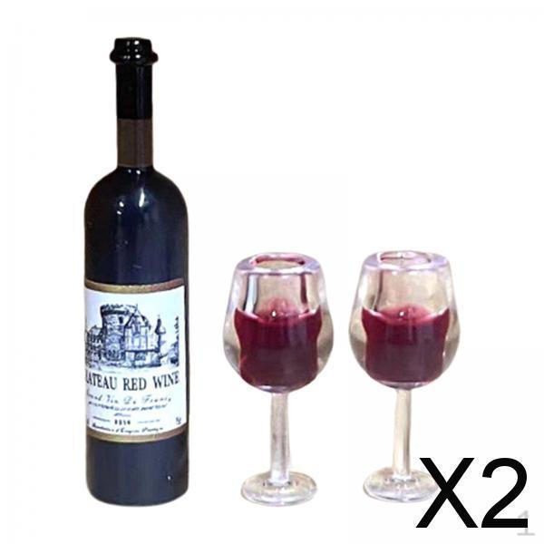 2x 1/12 Dollhouse Miniature Bottles Drinks Cups Scenery Supplies Kitchen Set for