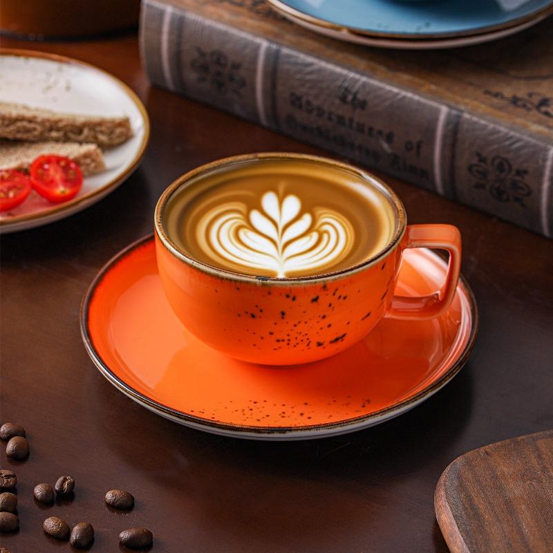 Retro Kiln-effect Ceramic Coffee Cup with Splashed Polka Dots Exquisite Porcelain Teacup Latte Coffee Cup Office Drinking Mug