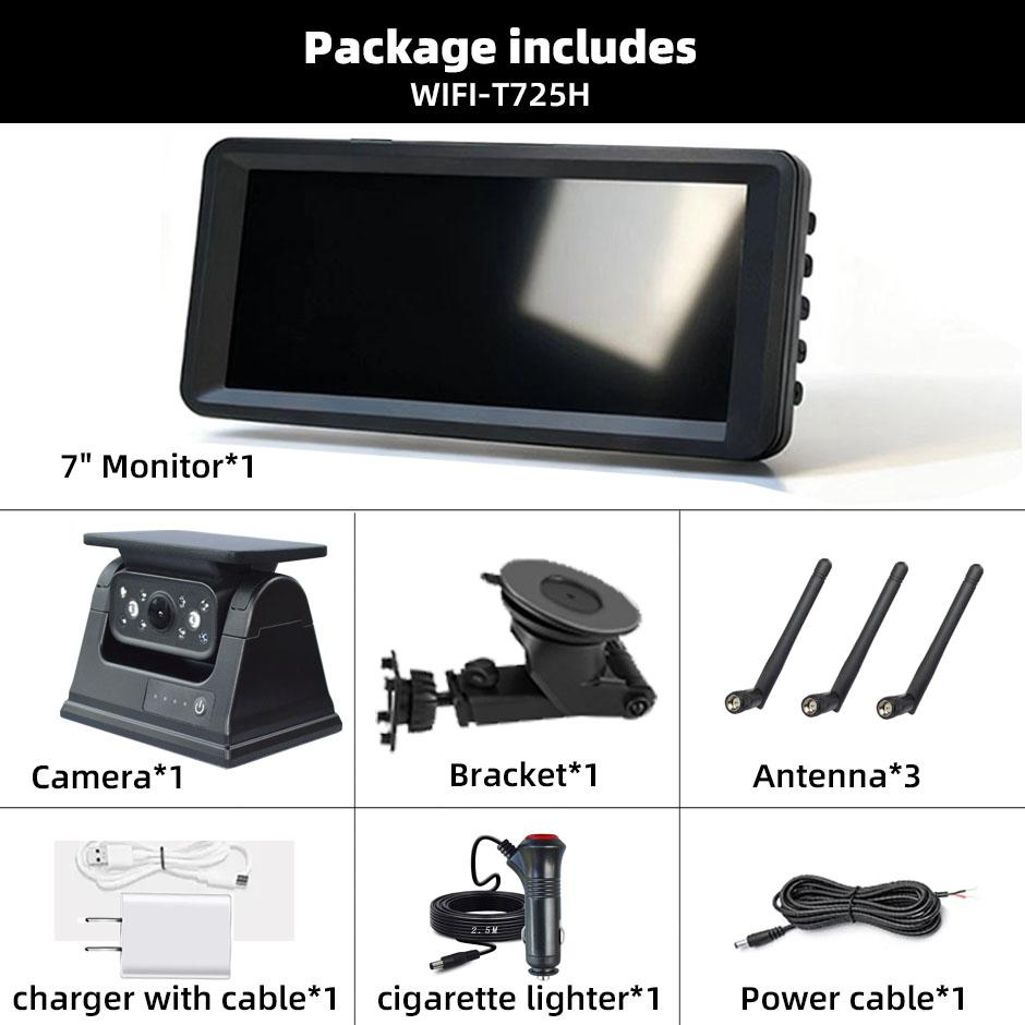 

QXNY Wireless Solar Powered Energy Magnet Reverse Backup Camera with 7 Rear View DVR Recording Monitor for Camper/Truck/Trailer None