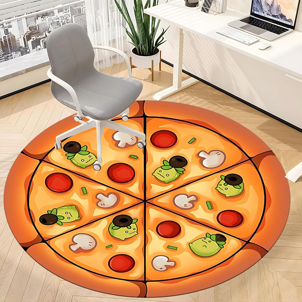 1pc Pizza Slice Office Round Area Rug, Under Office Chairs Bedroom Living Room Home Decor, Room Deco, Available In Various Sizes