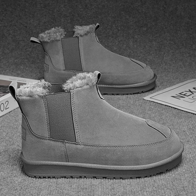 New Men's Classic Winter Fashion Cotton Shoes Low-cut Short Mid-calf Casual Ssnow Boots