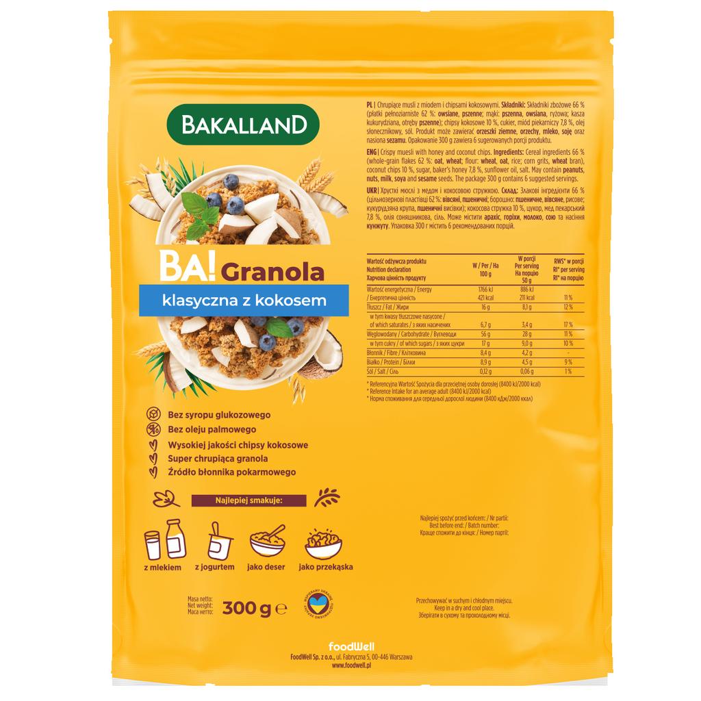 Bakalland Classic Granola with Coconut 300g