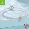 Pink Opal Bow Diy Pendant, Sweet Dream S925 Sterling Silver Love Beads