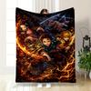 "Anime Action Heroes with Swords Flannel Blanket for Bedroom Living Room Sofa and Nap"