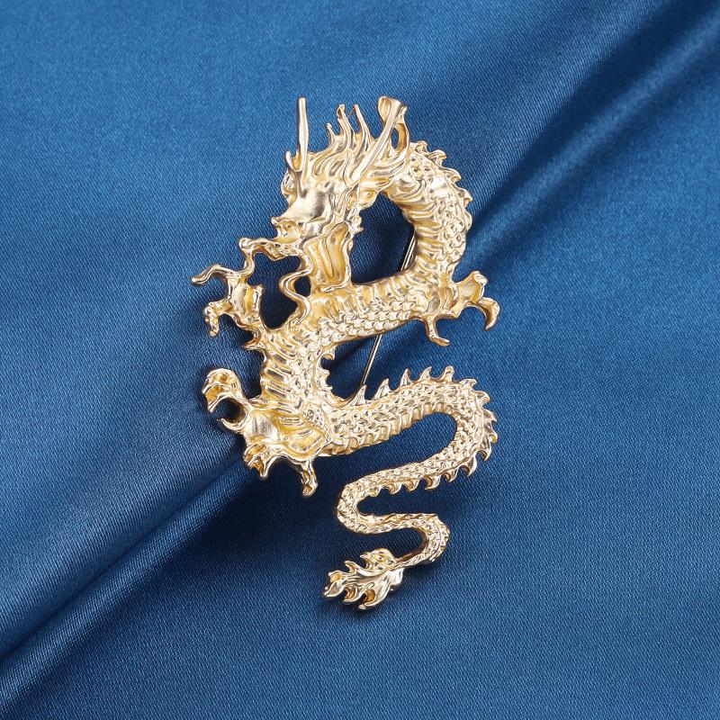 Retro Dragon Totem Brooch Pin for Men's Suits