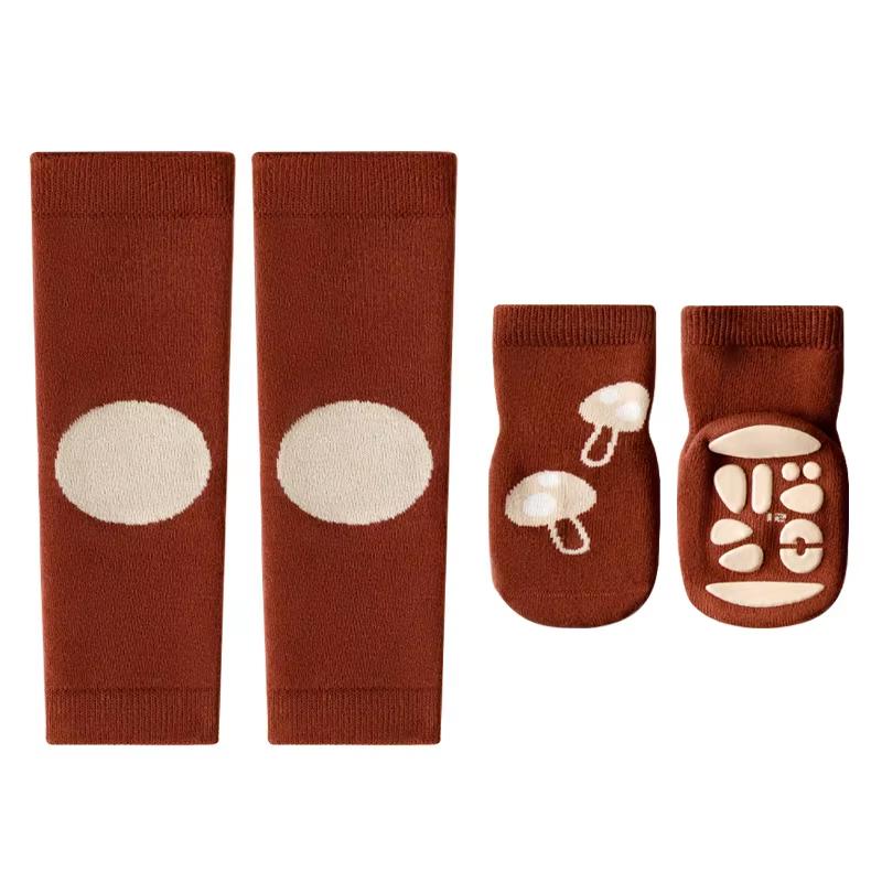 Baby s Thickened Terry Warm Knee-high Non-slip Lined Crawling Socks Knee Pads Baby & Kids Accessories коричневый