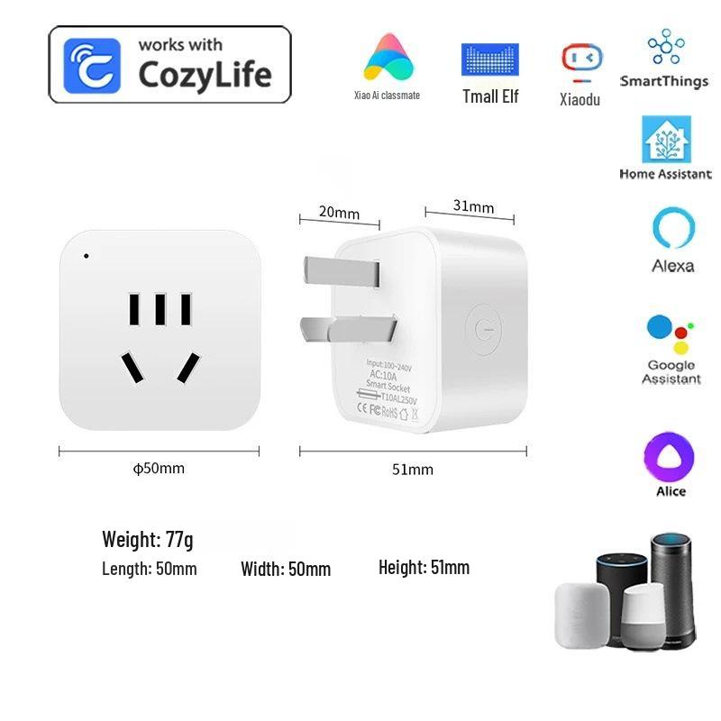 GB Standard Smart WiFi HomeKit Socket with Cozylife APP & Xiao Du Voice Control