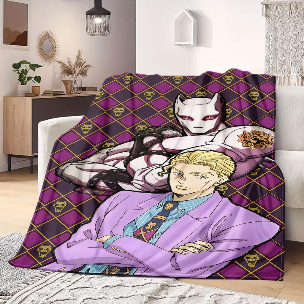 JOJO anime Flannel Blanket Warm,Comfortable,Suitable for Bedrooms,Sofas,Beds,Chairs,Picnics,Travel