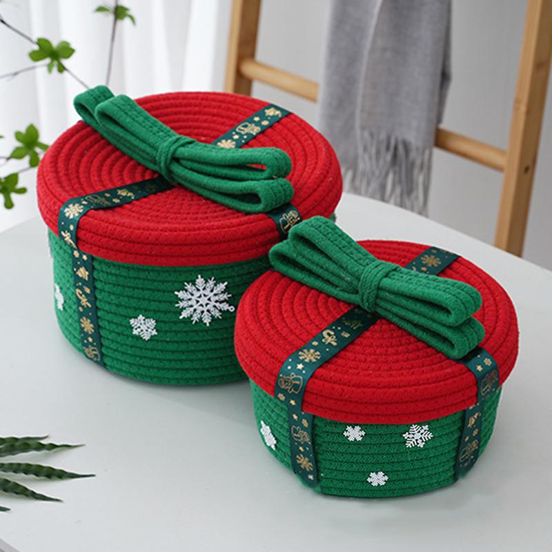 Handmade Woven Cotton Rope Storage Basket Trick Or Treat Christmas Storage Box Cosmetic Sundries Desktop Organizer