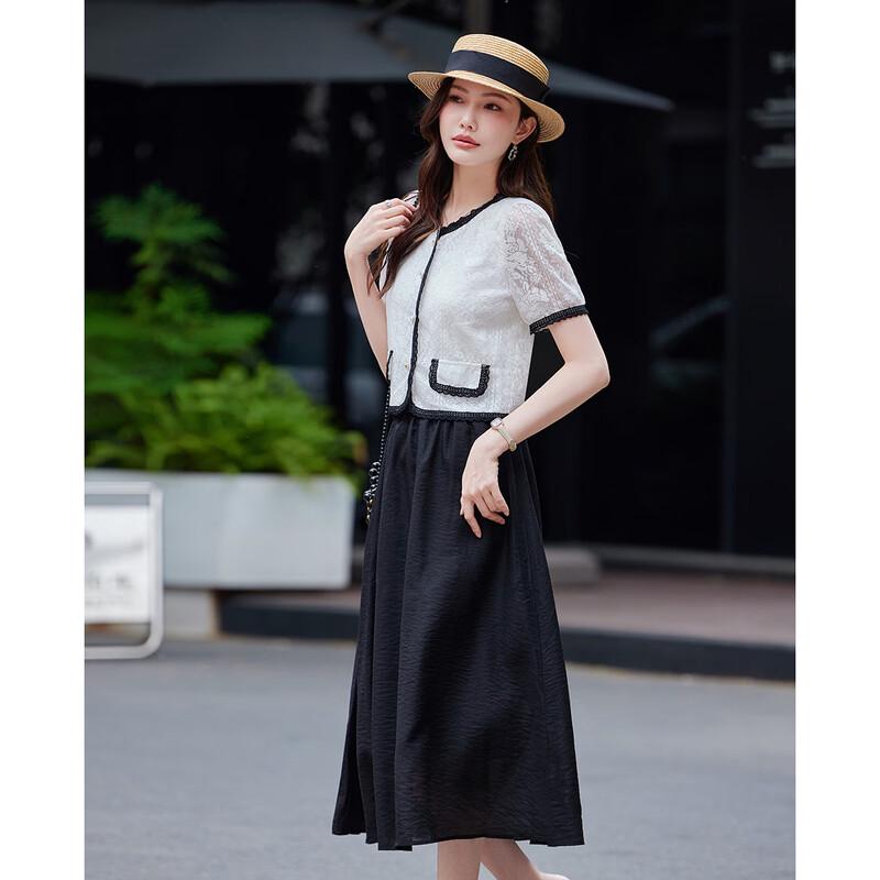 TERRE BLEUE Women's Summer Two-Piece Shirt & A-line Skirt Set