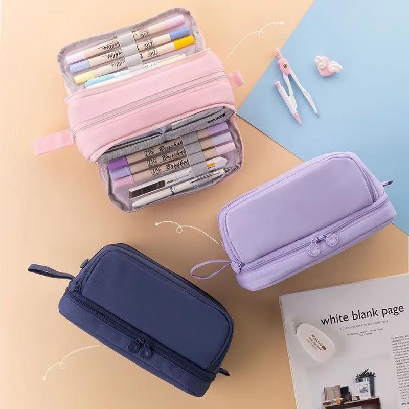 Large capacity stationery case, durable oxford cloth pencil case, portable organizer for school, office and university supplies