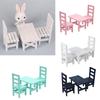 Miniature Kitchen Table And Chairs Set Wooden Dollhouses Furniture For 1/6 Scale Doll Decors