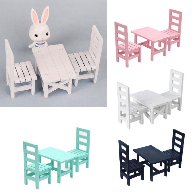 Miniature Kitchen Table And Chairs Set Wooden Dollhouses Furniture For 1/6 Scale Doll Decors