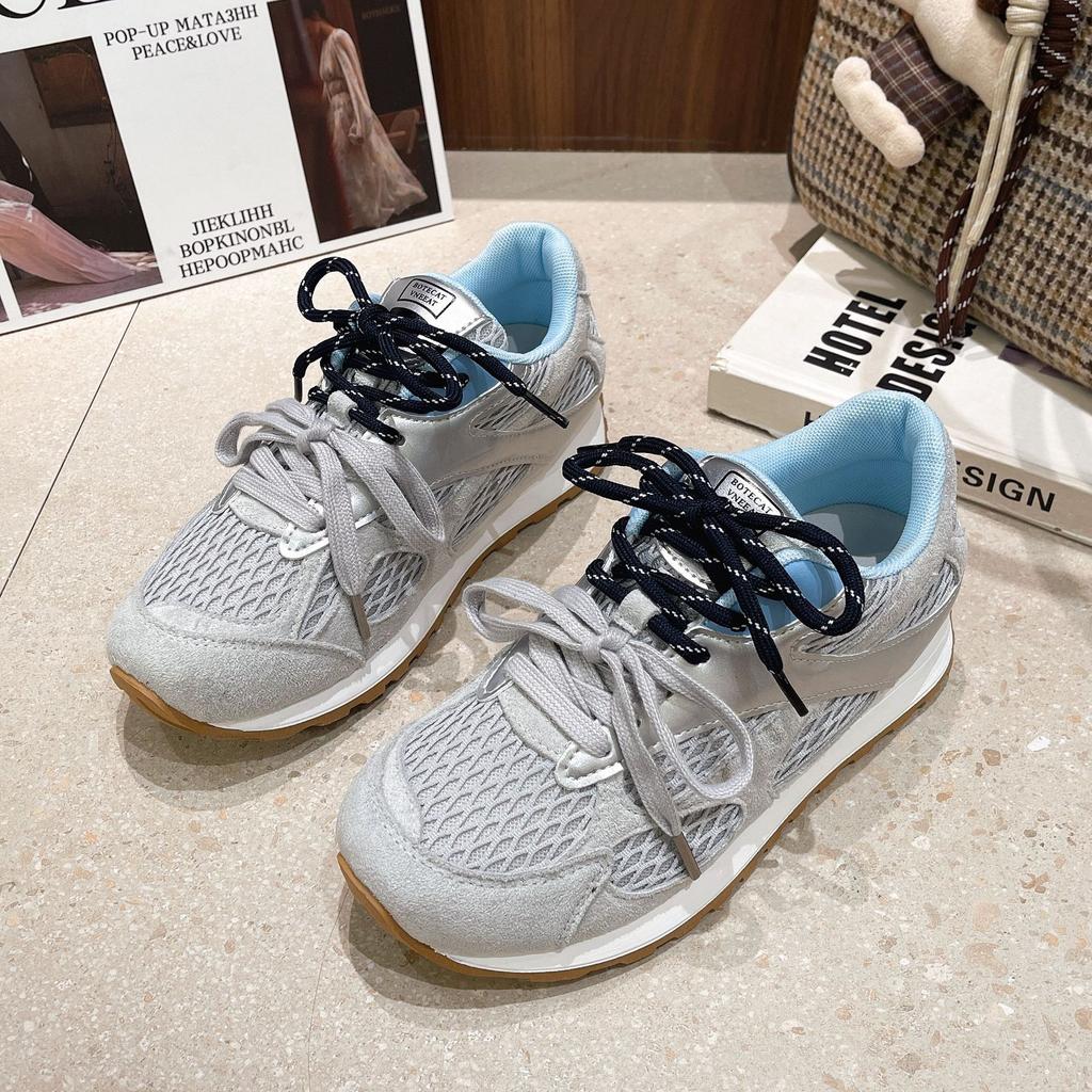 [Youshilai] Korean version of color matching mesh German training shoes for women's 2025 autumn new leisure sports lace-up single shoes for women