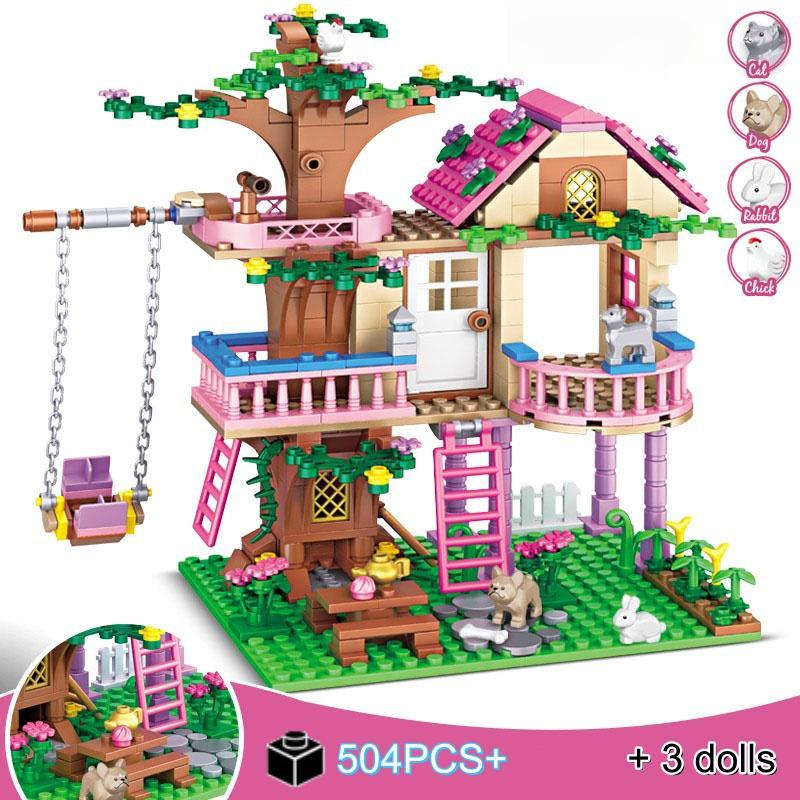 Non-Toxic New Creative Fantasy Tree House Building Blocks Set With Assembly Bricks Gift For Kids Children'S Birthday Christmas Gifts
