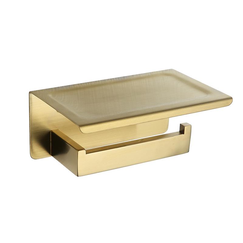 304 Stainless Steel Bathroom Set: Square Rack, Coat Hook, Toilet Paper Holder, and Brush