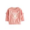 Girls' Cartoon Patch Sweatshirt, New Spring and Autumn Style, Cute Pure Cotton Terry Top, Autumn and Winter Children's Baby Round Neck Clothing