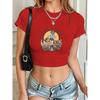 Hot Girl Outfit, Short Style T Women's T-shirt Retro Western Cowboy Cool Slogan Print Round Neck Style Comfortable, Slim-fitting, and Accentuates