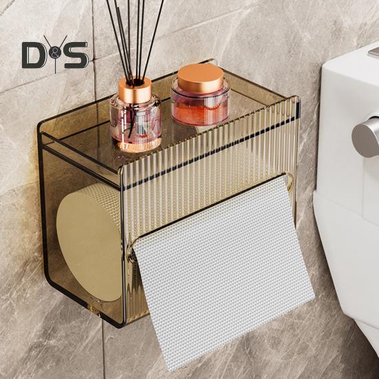 Úložný organizér na toaletní papír s horní policí Průhledná velkokapacitní nástěnná zásuvka na papír Stojan na uložení toaletního papíru v rolích