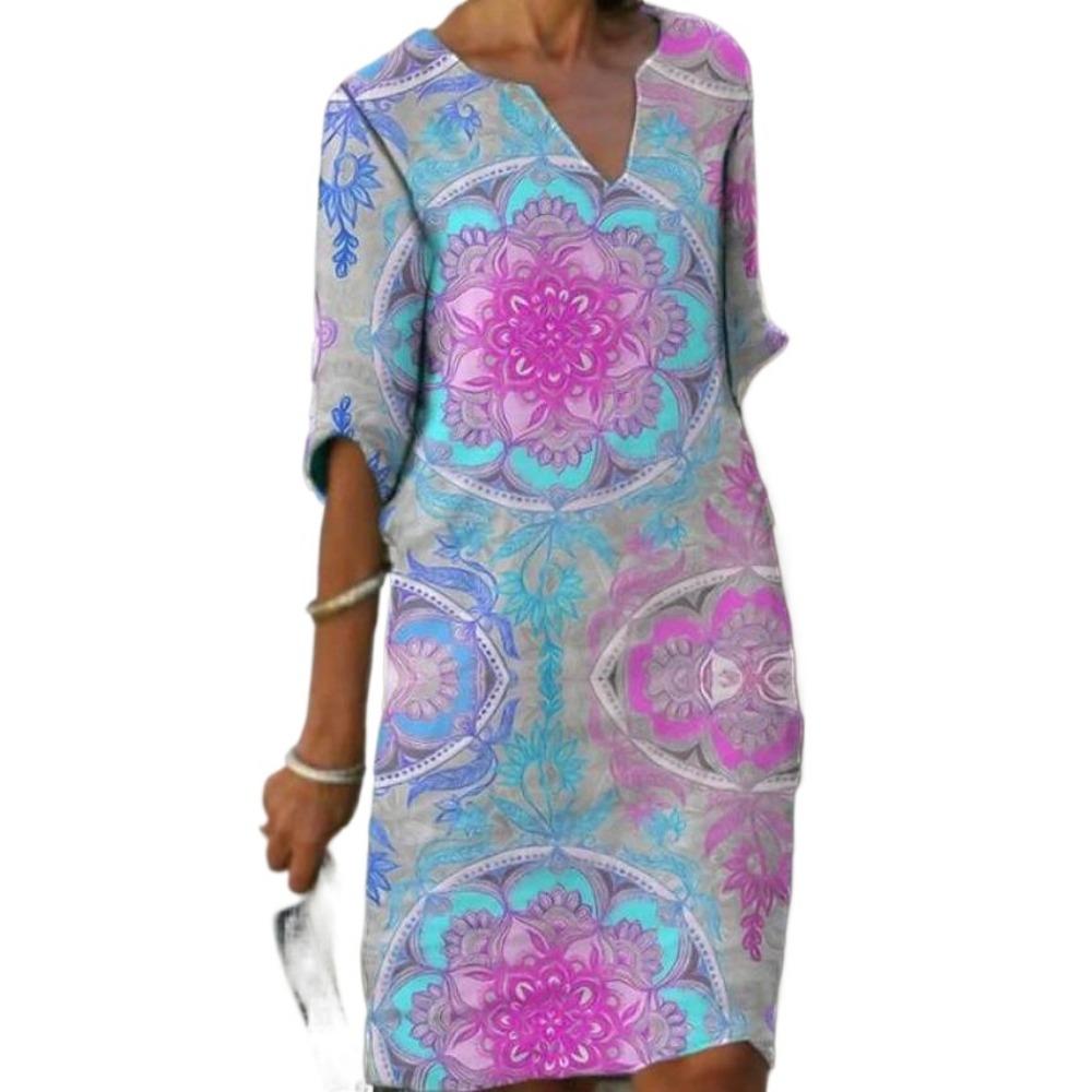 

GMXIA Жіноча мода Літо Весна Повсякденні сукні з коротким рукавом і V-подібним вирізом XXL