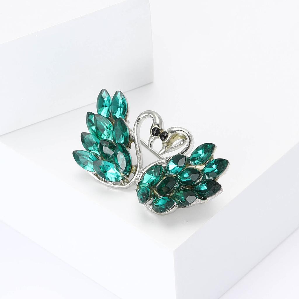 Broșă de lebădă cu strasuri din aliaj rafinat la modă, temperament elegant, costum de damă, haină, corsaj, bijuterii