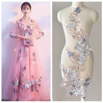Mesh Bottom Flower Embroidery Patch Floral Design Lace Trim Sew On Floral Patch Applique Sew On Applique Lace Fabric