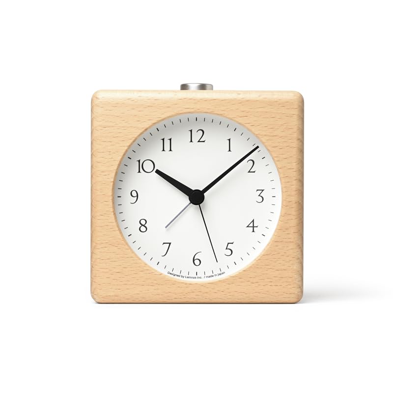 Lemnos Canon JH23-11 NT Analog Alarm Clock, Natural Wood Grain