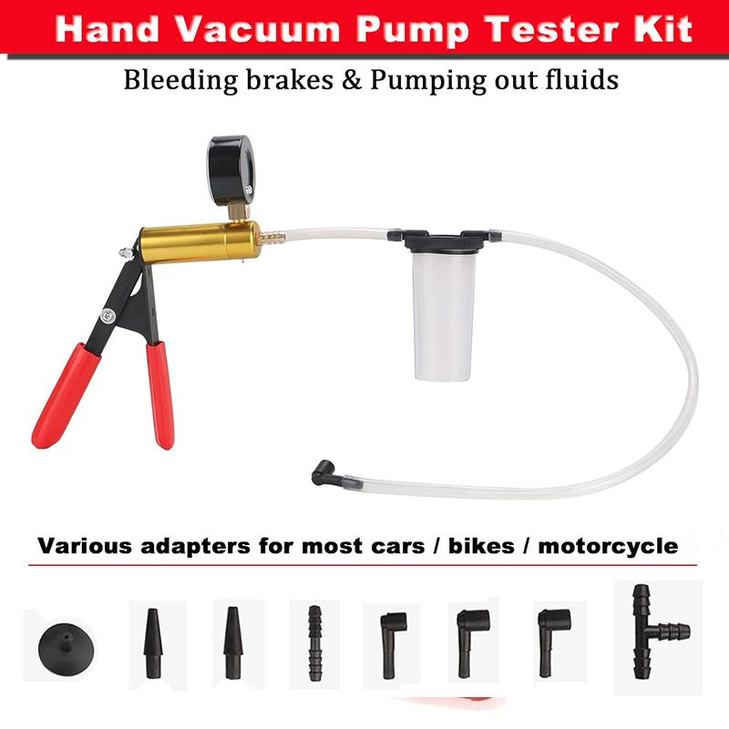 Hand Held Vacuum Pump Tester Brake Bleeder Kit Brake Clutch Fluid Bleeding Tool Set with Adapters for Motorcycle Automotive tool