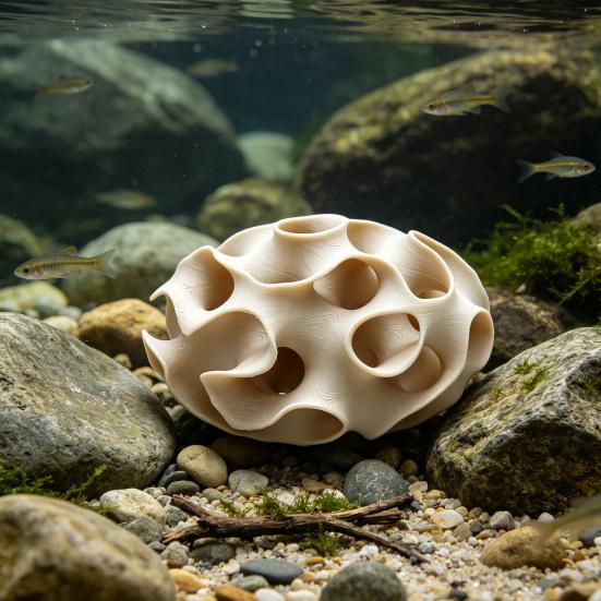 Aquarium Decoration Accessories 3D Print Shrimp Hideout, Sphere Hollow Fish Breeding Cave, Hiding Spot Tank Shelter Ornament for Shrimp, Small