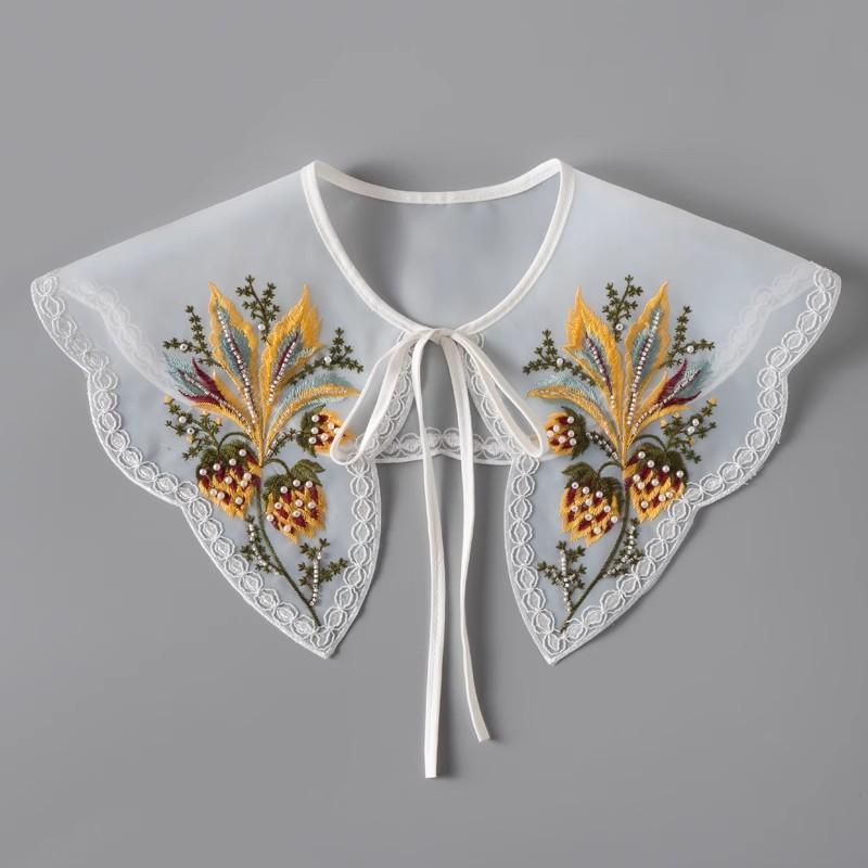 Perfect Match Pink Women Scarf Shawl Detachable Collar Tie Necklace Embroidery Lapel Fake False Collar Woman Lace Tie Neckwear Nep Kraagie
