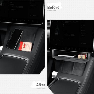 Für Tesla Model Y Juniper/Model 3 Highland Unterbildschirm Aufbewahrungsbox Versteckter ABS Mittelkonsolen-Organizer Auto Innenzubehör