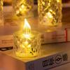 Flameless LED Light Candle Transparent Night Lamp Mini Crystal Candle  Home Decoration