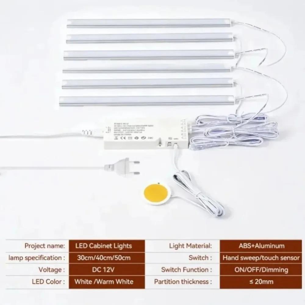 COB LED Strip Light for Under-Cabinet, Closet, Display Case, and Shelving; Dimmable Touch Sensor (Works Through Wood)