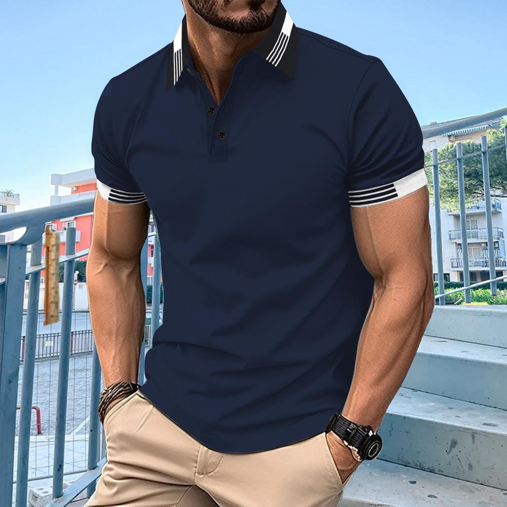 Plain-coloured casual polo shirt with a collar and buttons – men’s sports polo shirt