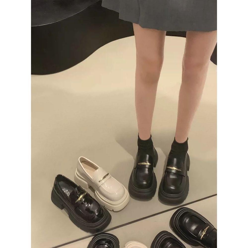Loafers women's platform 2025 spring and autumn new retro British style black small leather shoes women's versatile JK single shoes
