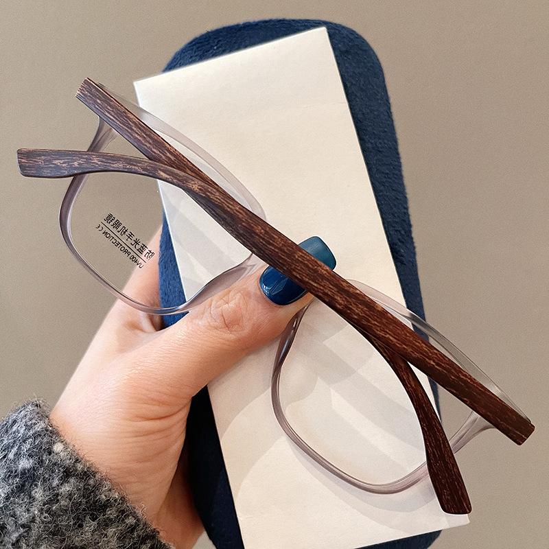 Wooden Color TR90 Eyeglass Frames for Men Women Rectangle Shape Japan Style Lightweight Durable Glasses Frame