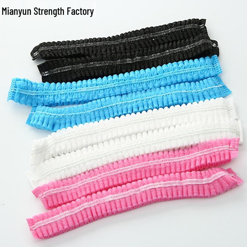 Disposable Black Hairnet Cap - Non-woven Fabric for Industrial Use