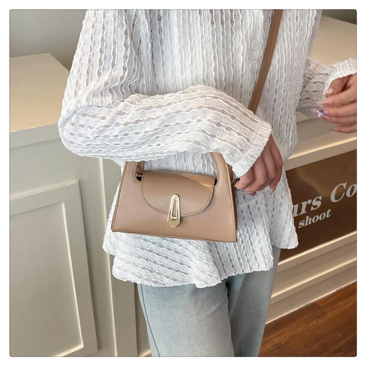 Chic Solid Color Faux Leather Shoulder Bag, Women's Semi Circle Handbag with Snap Lock, Trendy Commute Crossbody Purse CLE