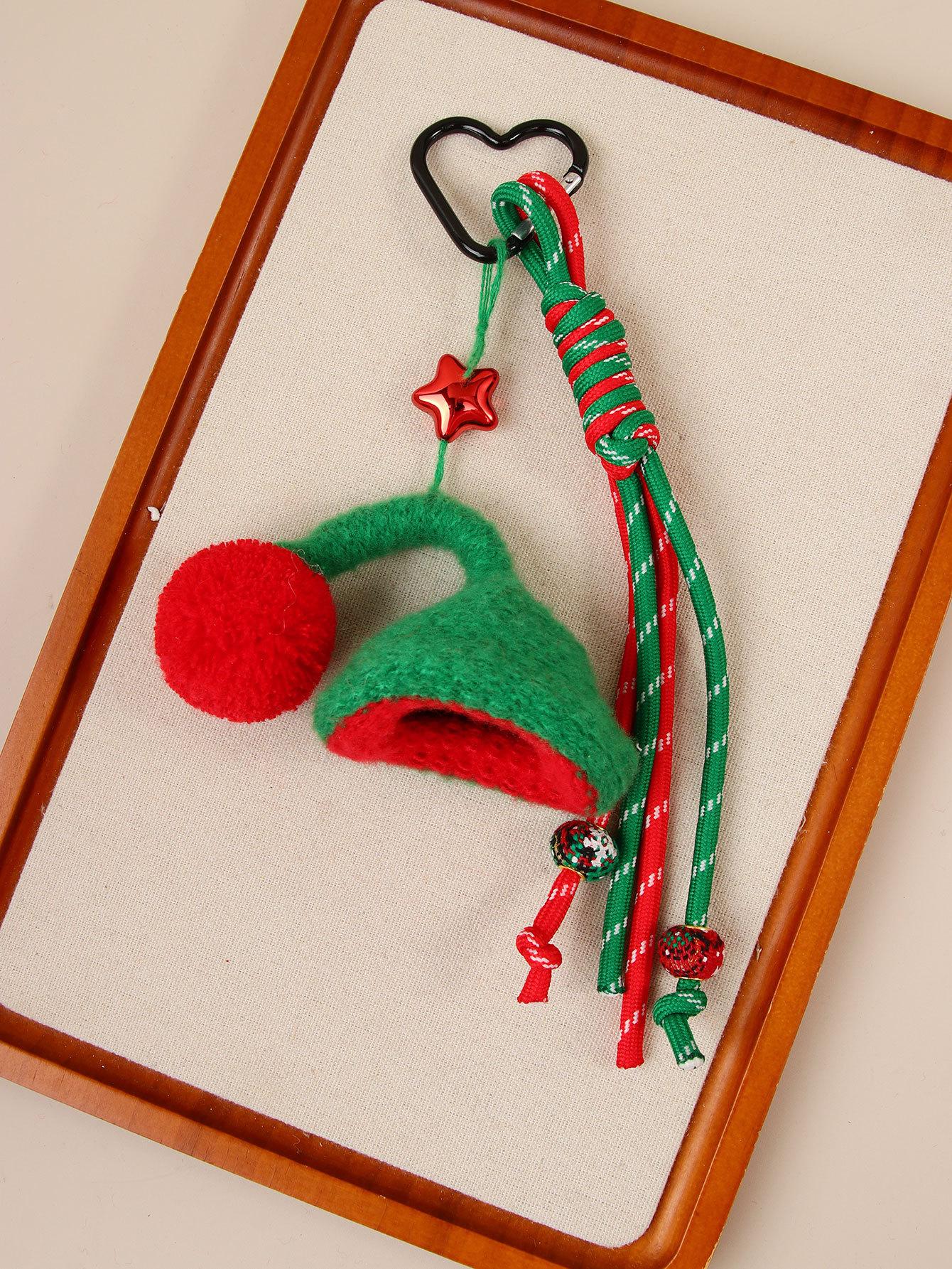 

Christmas themed wool knitted small hat creative love Christmas tree bag pendant cute versatile keychain