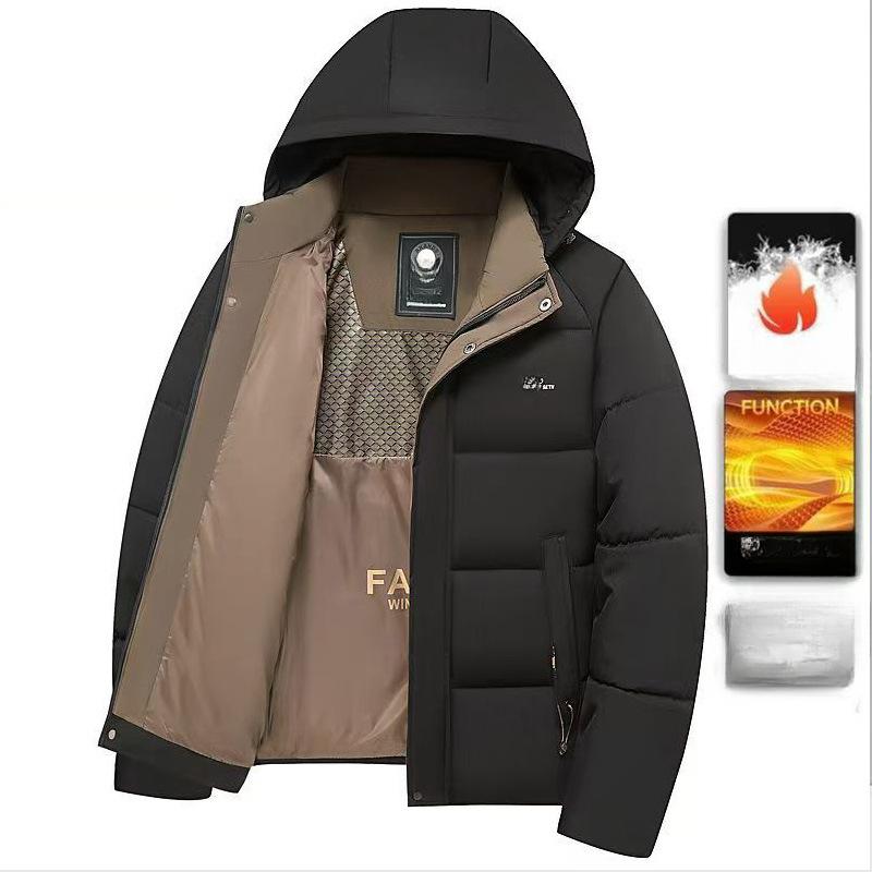 

Осенне-зимняя повседневная утолщенная куртка-пуховик с капюшоном из графена для мужчин и женщин, одинаковая по стилю «хлебная куртка», черная с золотом, теплая куртка L