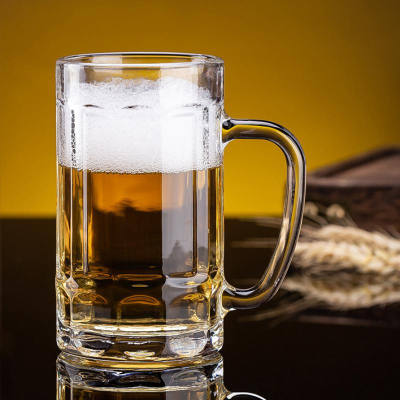 400ml 2pcs Set Craft Beer Glass with Handle Heat Thick Bottomed Beer Glass Party Transparent Drinkware Resistant Tea Water Cup