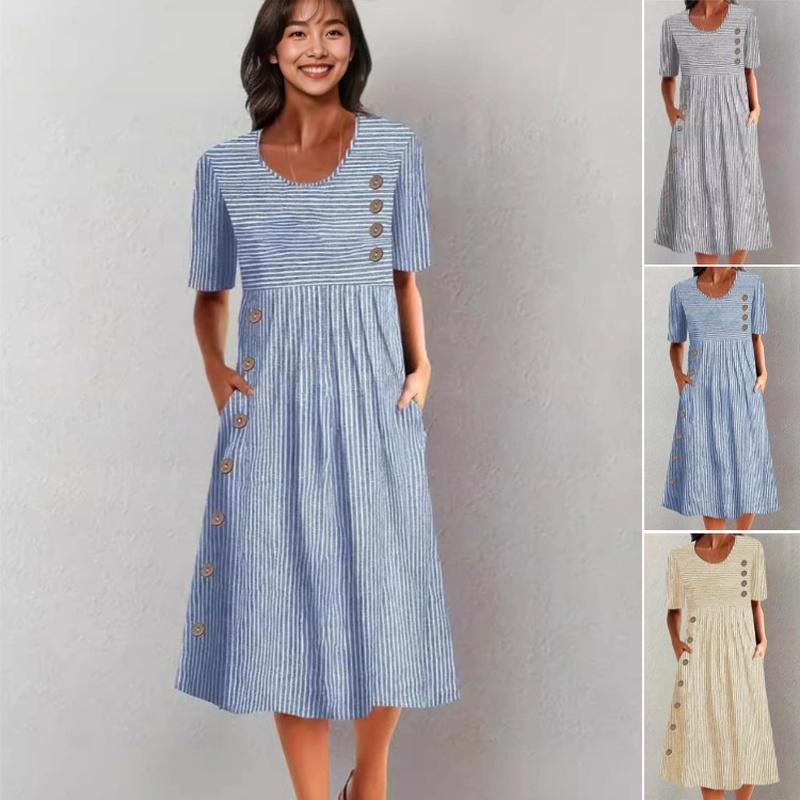 European Style Plus Size Women Clothing Print Button Maxi Dress