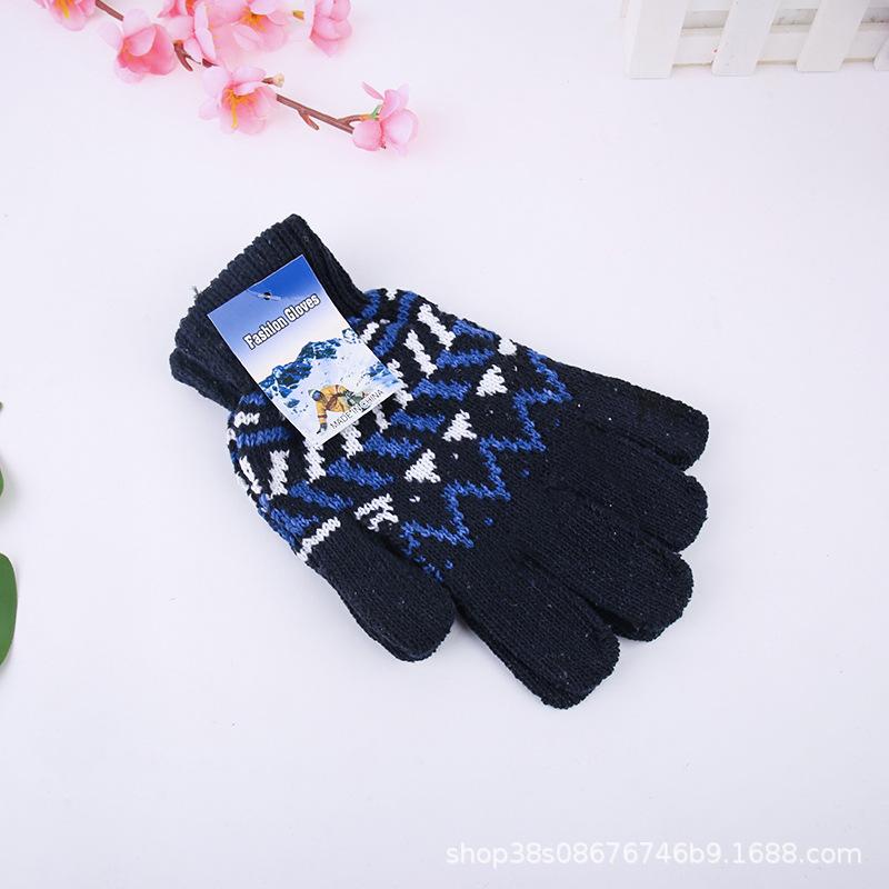 Winter new thermal gloves men's thickened full-finger gloves adult outdoor wool knitted gloves