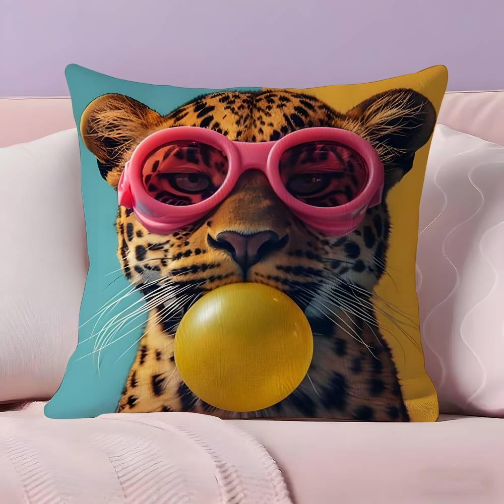 Vibrant Animal Bubble Fashion Tiger Pillow Case  Ultra Soft Skin Friendly Fabric Cloud Like Comfort & Concealed Zipper