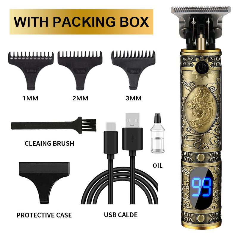 New Hair Clipper LCD Digital Display Household Hair Clipper Retro Oil Head Electric Clipper T9 Beard Carving Small Clipper Electric