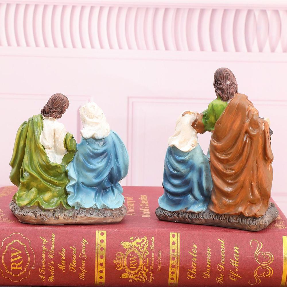 Handmade Resin Christmas Decoration - Three Family Statue with Jesus Ornament for Desktop Holiday Gift