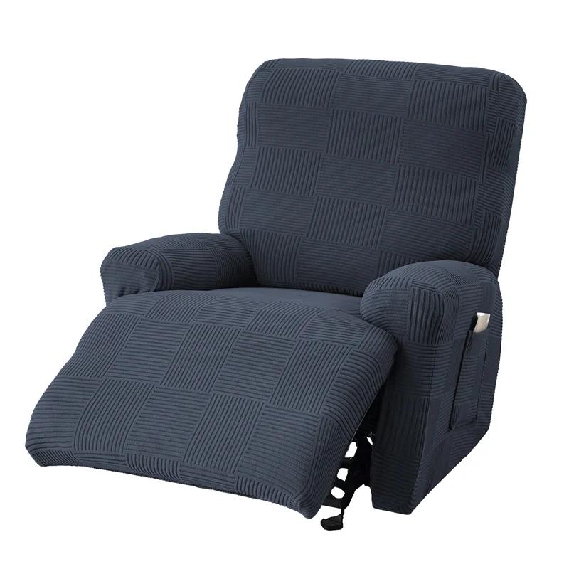 4Pcs/Set Elastic Recliner Sofa Covers Jacquard Recliner Armchair Slipcover Solid Single Relax Sofa Case Home Decor Living Room