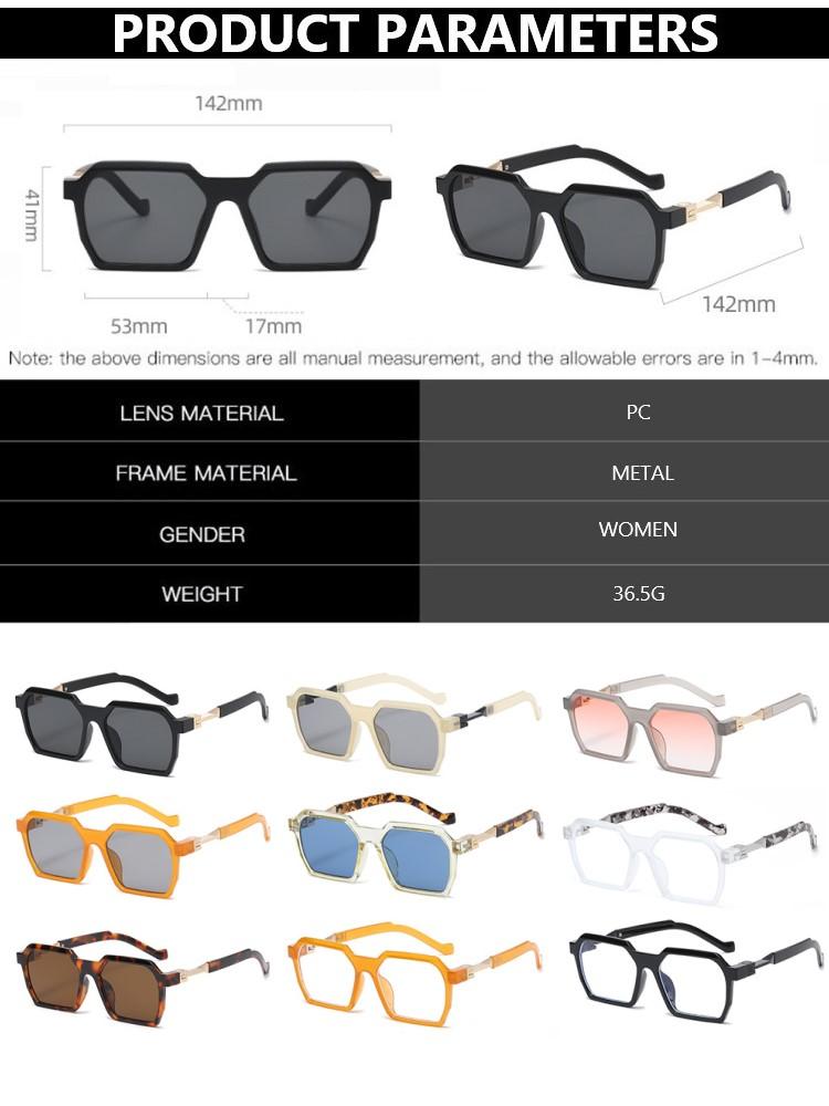 Men Women Vintage Square Sunglasses Polygon Sun Glasses Big Frame Fashion Eyewear Classic Geometry Rectangle Shades