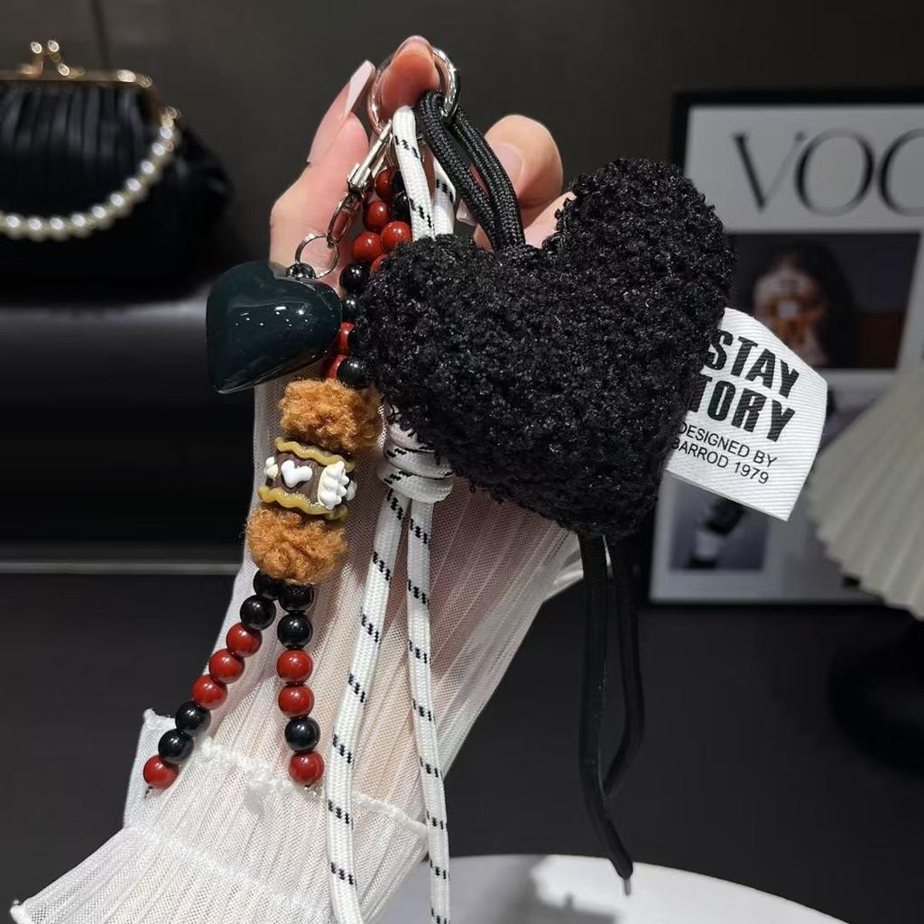 Trendy Fashion Plush Love Beaded Mobile Phone Lanyard High-value Niche Bag -loss Pendant Car Ornament Chain